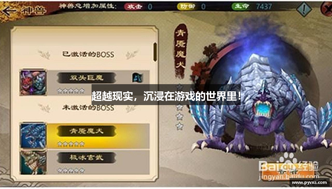 超越现实，沉浸在游戏的世界里！